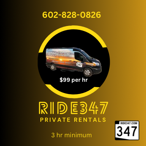 Ride347 bus rental $99 per hour with a 3-hour minimum