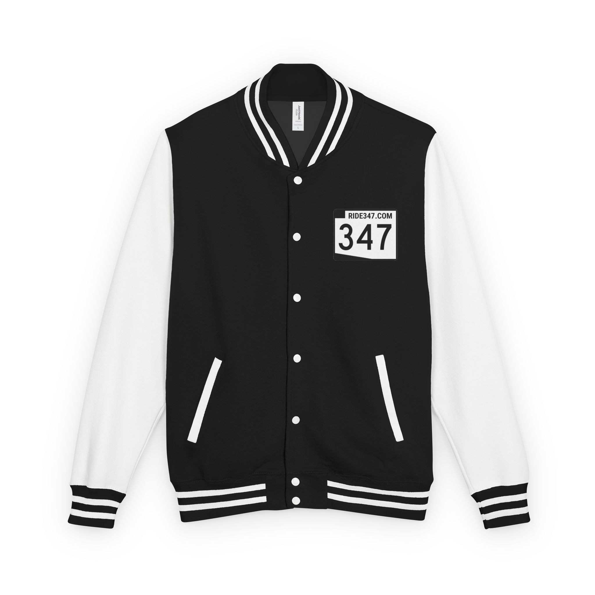 Letterman Jacket β 'RIDE347 ' Black & White Varsity Jacket